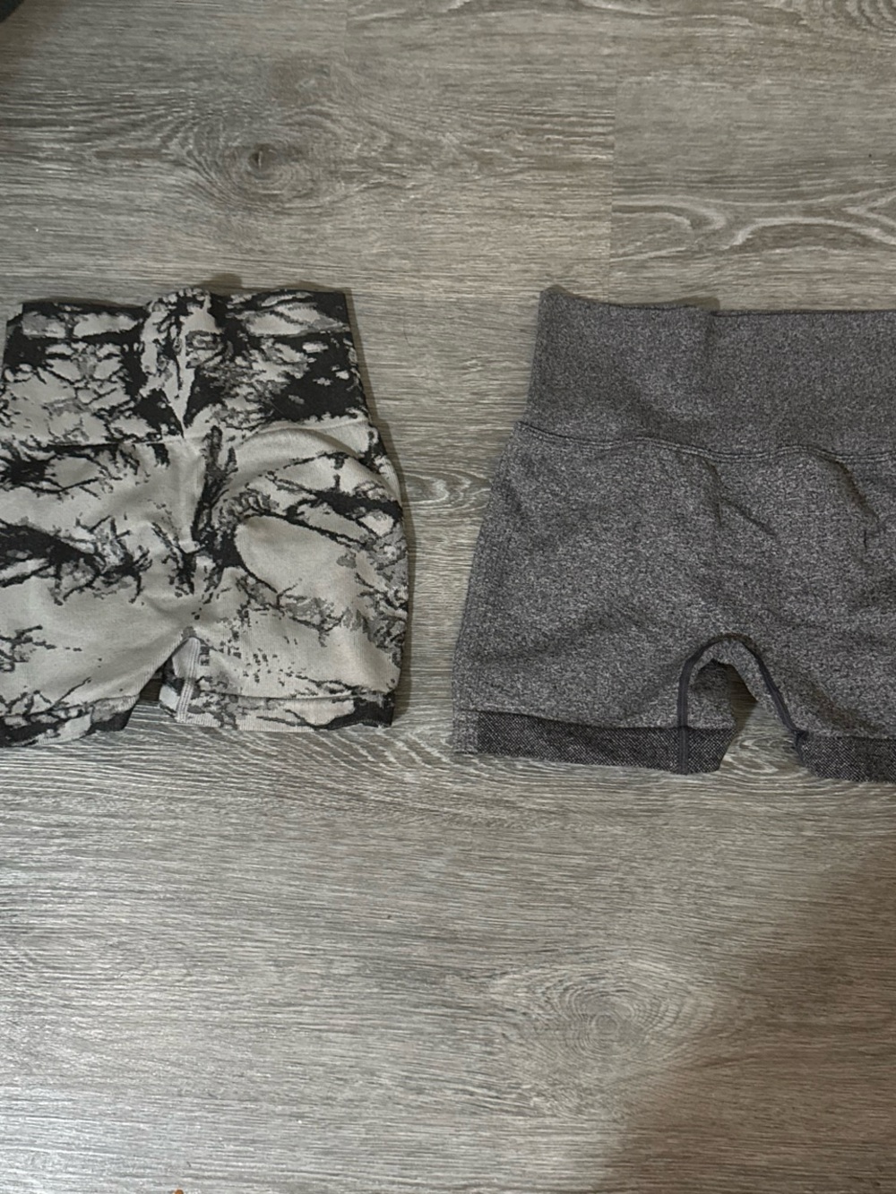 Women’s Athletic Shorts - Grey Marble & Charcoal Pair